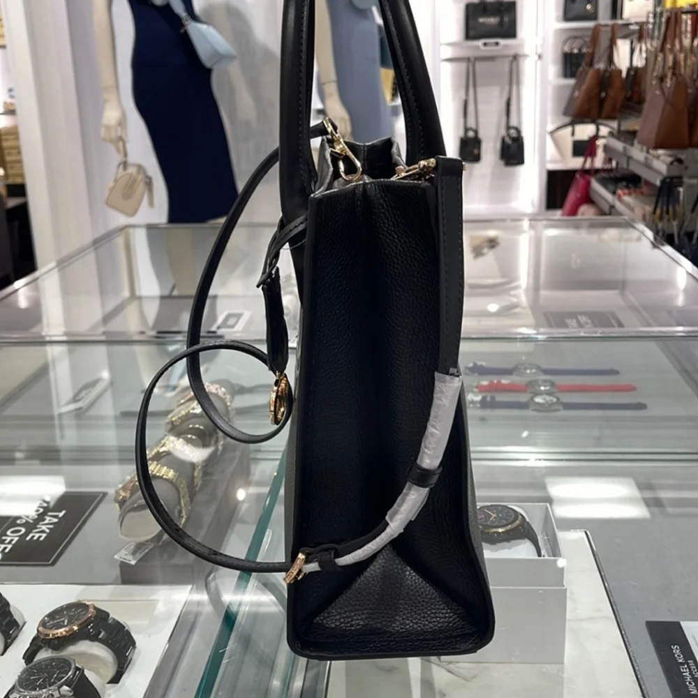 Michael Kors Medium Mirella  Tote Bag Black Embossed Leather NWT - Picture 16 of 16